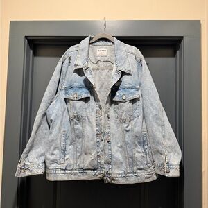 Like New - Old Navy Light Blue Jean Jacket - pre distressed